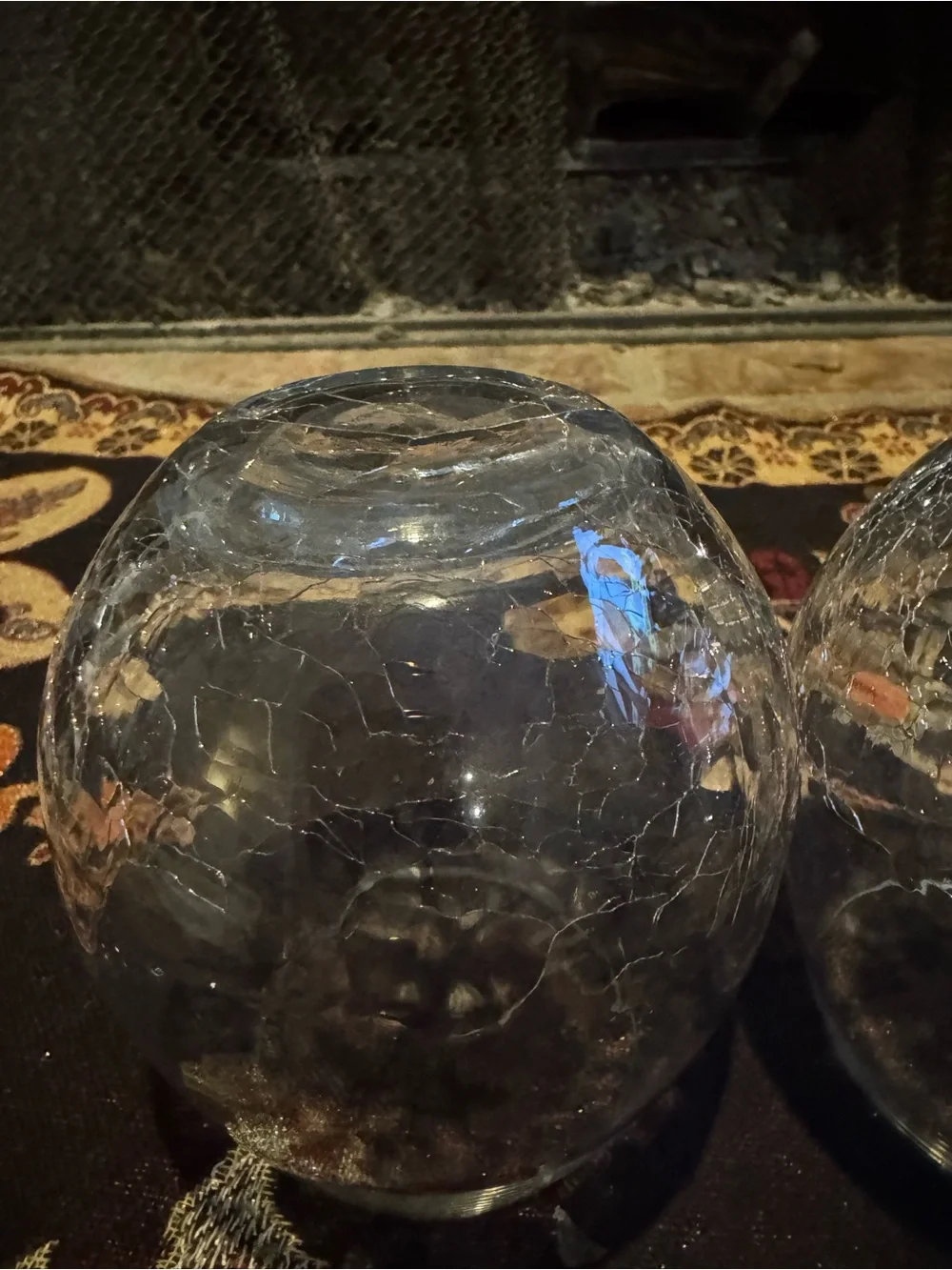 Pier 1 Imports Clear Crackle Glass Stemless Wine Glasses Set of 2 Handcrafted